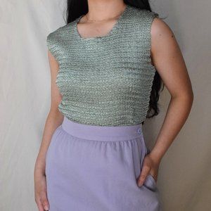 90's green sleeveless scrunch tee/tank Medium
